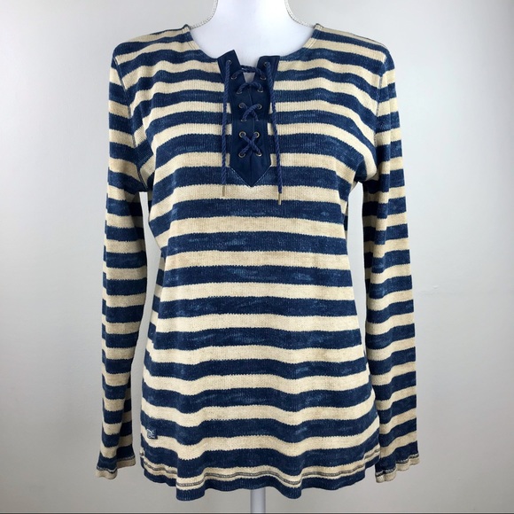 Ralph Lauren Lace-Up Ribbed Long-Sleeve Henley-Style Shirt Top Size XL NEW - Picture 5 of 10